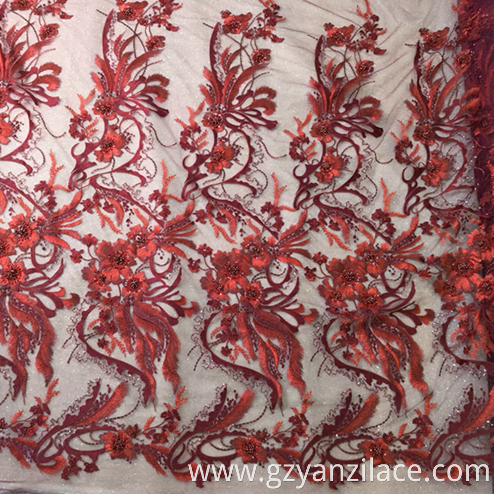 Embroidery 3d Lace Fabric Beaded